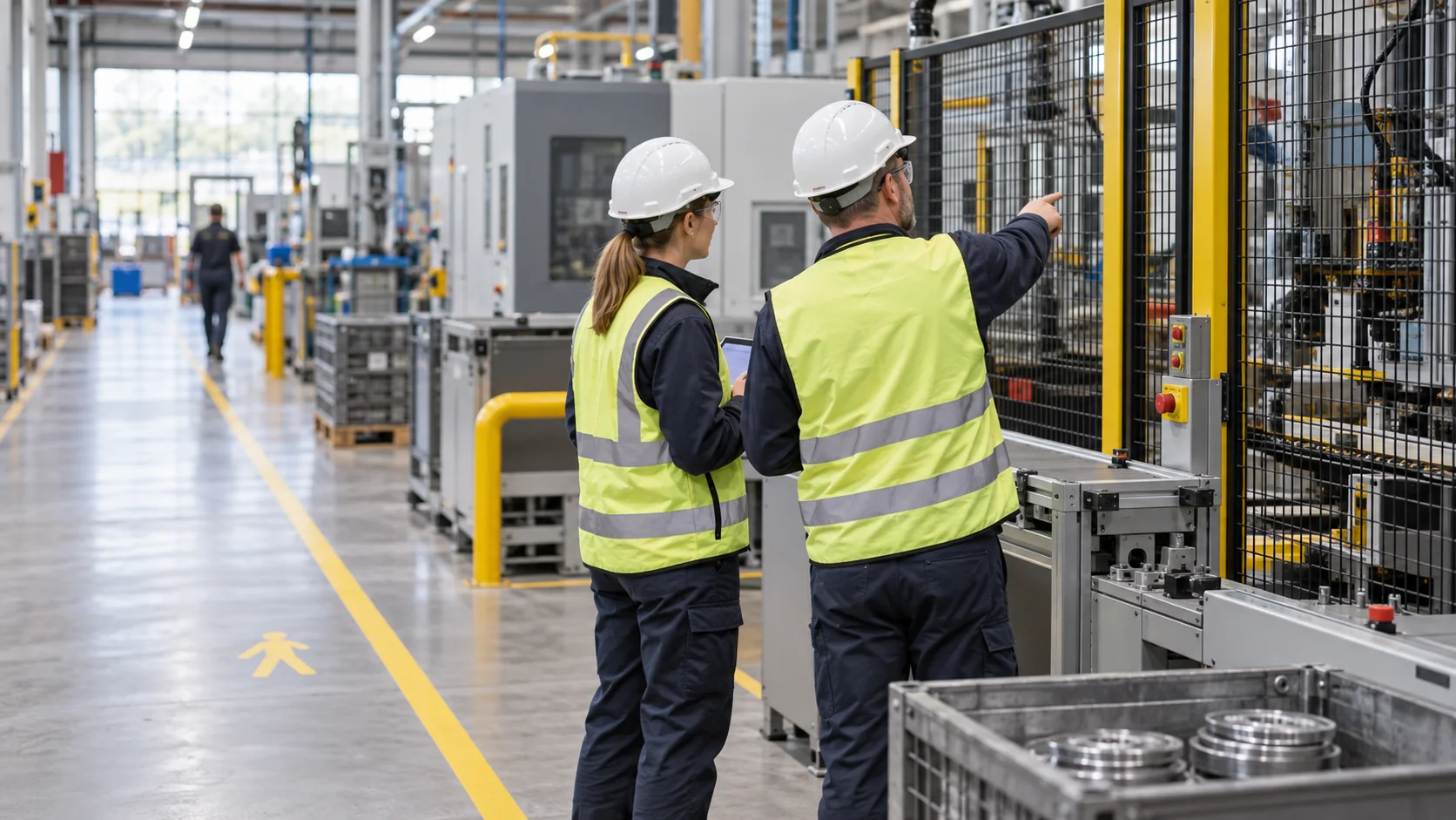 Illustrative safety inspection at guarded industrial equipment